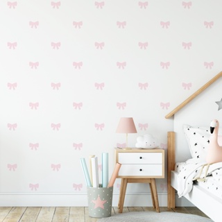 Adesivo  Parede Laços Rosa Bebê Clarinho Menina 60un Cobre 4m² em Oferta na Shopee