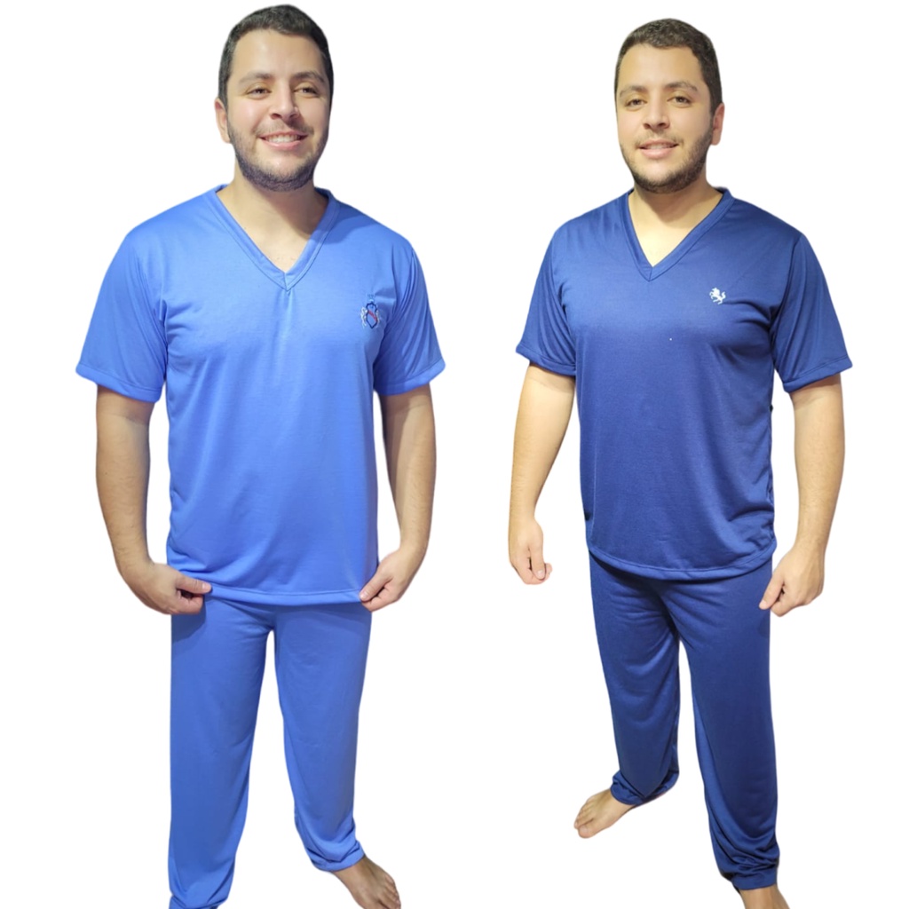 Kit 2 Pijama Masculino Manga Curta e Calça Longa Adulto