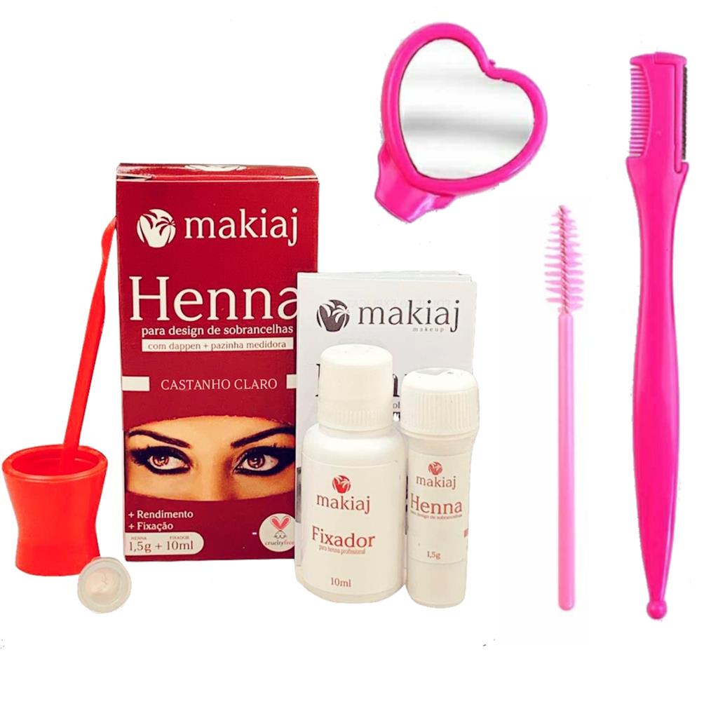 Henna Sobrancelha Makiaj Designer Renna Profissional Espelho Escova Rena Navalha