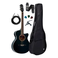 Violao Eletrico Strinberg Berlin Be30c Black Kit Completo