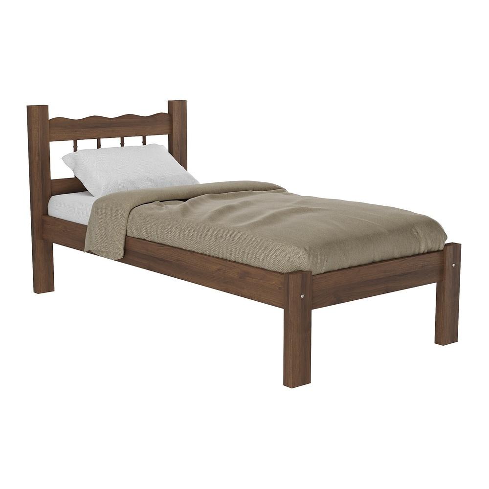 Cama Solteiro Madeira Maciça para Colchão 78/88 x 188cm Madri Multimóveis CR4141 Imbuia - Home & Living
