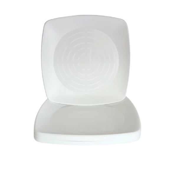 Prato Acrílico Quadrado Resistente 22cm Branco - 10 unid