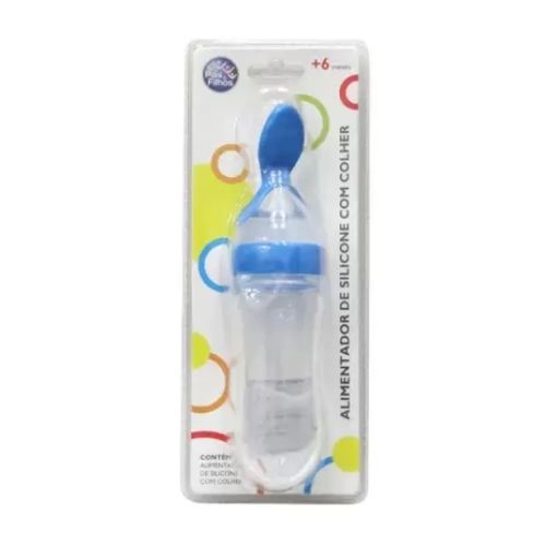 Colher Alimentadora de Silicone para Bebê 90ml Azul - Pais & Filhos