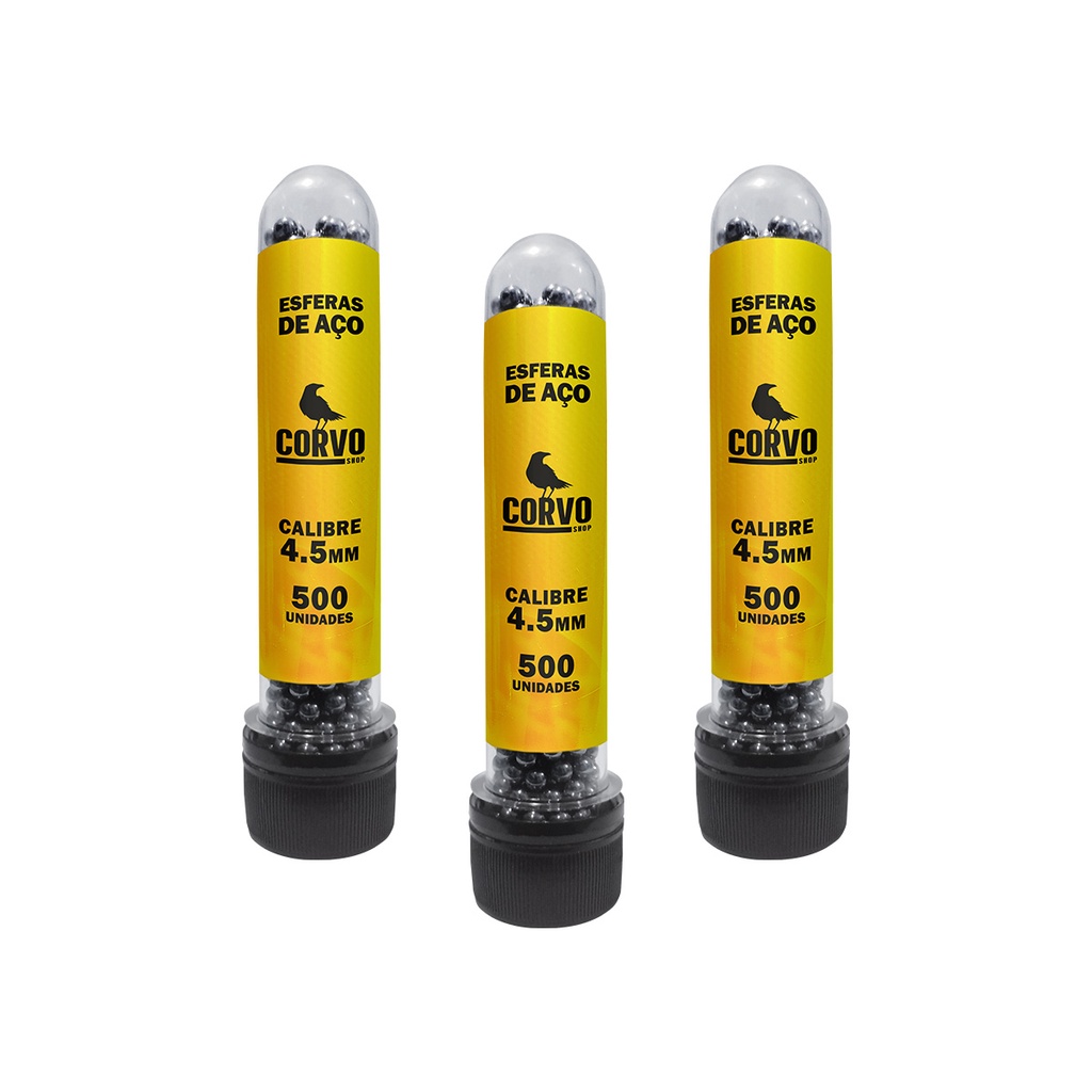 Esfera de Aço Rossi C11 W125 Pt92 708s Cal. 4.5mm Bolinhas Metal Polidas Kit 3 Potes 500un