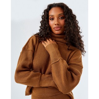 Pull Tricot Zinzane Feminino Gola Alta - Marrom