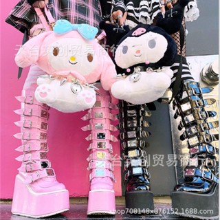 Fundo feminino grosso 2023Demonia Botas de cingão Botas de cavaleiro Botas de cano alto Botas inclinações góticas estilo punk garotas gostosas novas