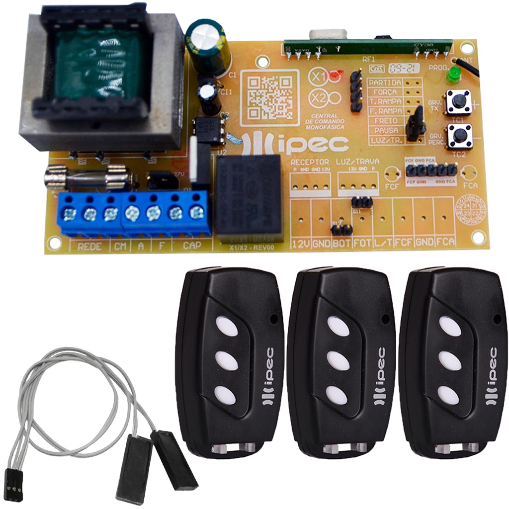 Central de Comando Placa Motor Portão Universal 3 Controles Sensor Dz Deslizante