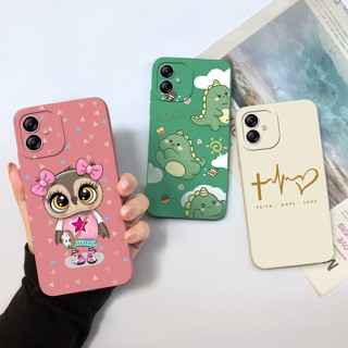 Para Samsung Galaxy a04e A0 4e A04 e capas de telefone Capa à prova de choque Love Heart Dinossauro protetor quadrado Capa de Silicone para Samsung A 04e a04e Shell Capa
