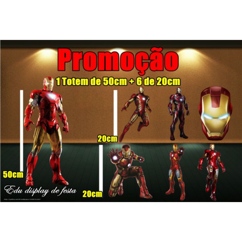 homem de ferro kit decoração de festa infantil 1 display de chão e 6 de mesa 20cm envio em 24h envio em 24h
