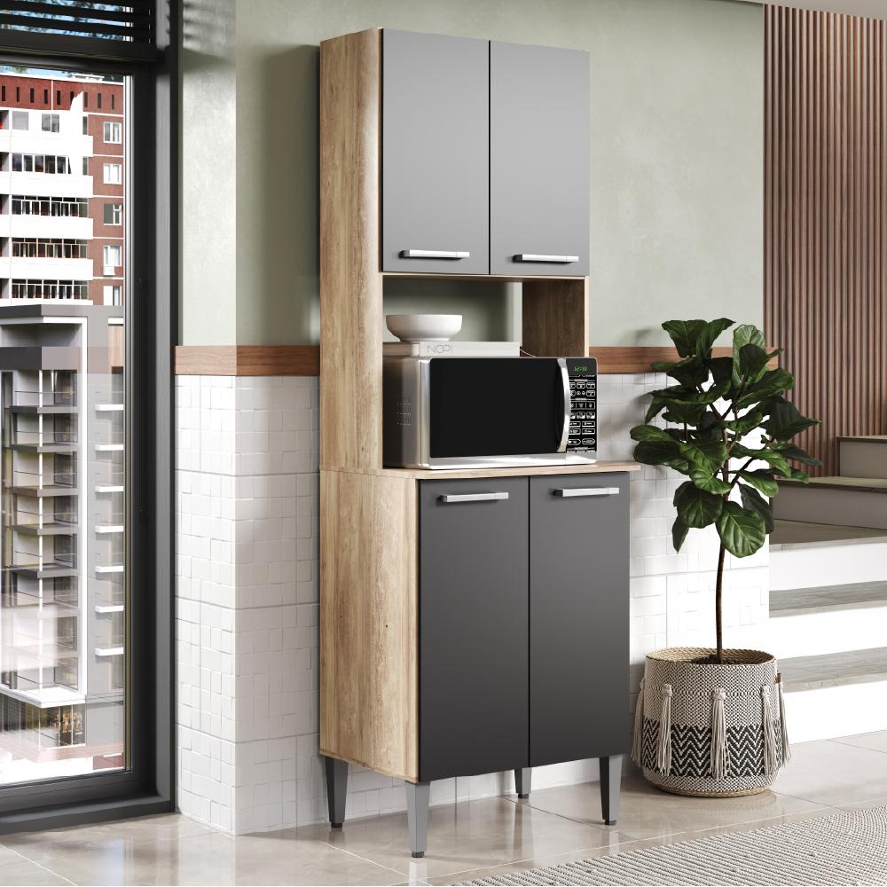 Torre Quente Carvalho com Preto Cozinha Arizona 2783 Carraro em Oferta na Shopee