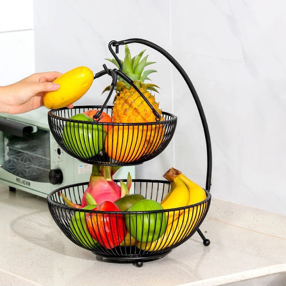 Fruteira De Mesa Bancada Balcao 2 Cestos Dupla C/ Gancho em Oferta na Shopee