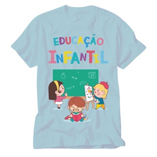 Camiseta Educacao Infantil azul Professora Pedagogia em Oferta na Shopee