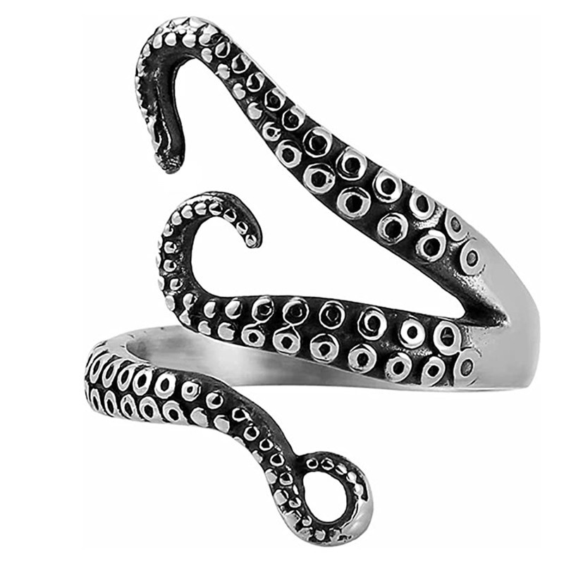 Anéis Criativos De Polvo Para Homens Tentáculos De Dedo De Lula Gótico De Monstros Do Mar Profundo Anel Punk Animal Jewelry Gifts