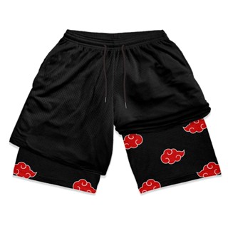 Manga 3D Impressão Anime Calção Homens Mulheres 2 Em 1 Malha Ginásio Quick Dry Para Ginástica Fitness Exercício De Verão Esportivo De Desempenho Masculino
