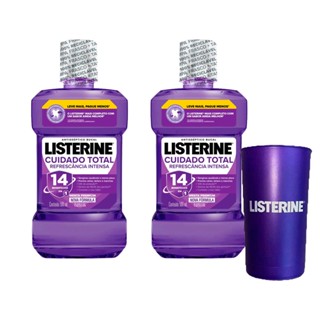 Kit Antissépticos Bucal Listerine Cuidado Total 1l + Copo Listerine Metalizado
