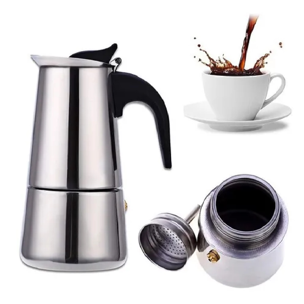 Cafeteira Italiana Expresso Aço Inox 4 6 9  Xicara Filtro Térmica Manual Com Filtro Café Chá