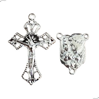 15 Crucifixos + 15 Entremeios Sagrada Família Níquel/Prata Para Terço