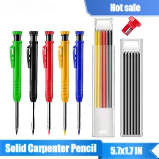 Conjunto De Lápis De Carpinteiro Sólido Mecânico 3 Cores Recarga Com Afiador Embutido Ferramentas De Marcação De Carpintaria Scriber Woodworking
