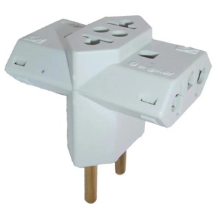 T de energia para tomadas de dois pinos com tres furos para tomadas novas e antigas modelo bejamin Full