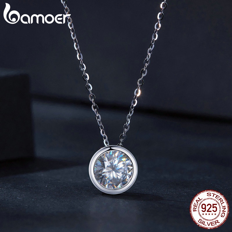 BAMOER 925 Prata Esterlina VVS1 D Cor 1 Colar Moissanita De Carat Passado Teste De Instrumento 100 % Genuíno Com Certificado - Fashion Accessories