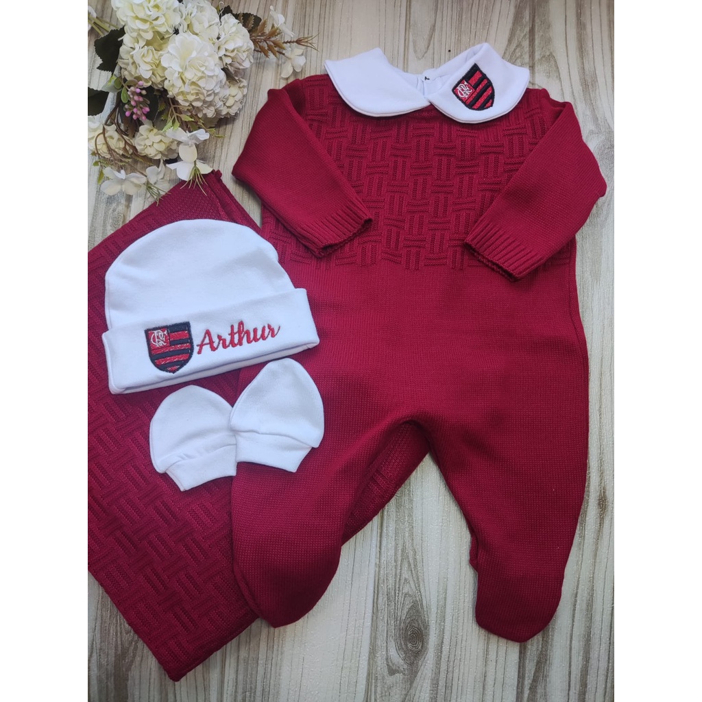 kit Saída maternidade Time bebê tricô personalizada bebê menino menina em Oferta na Shopee