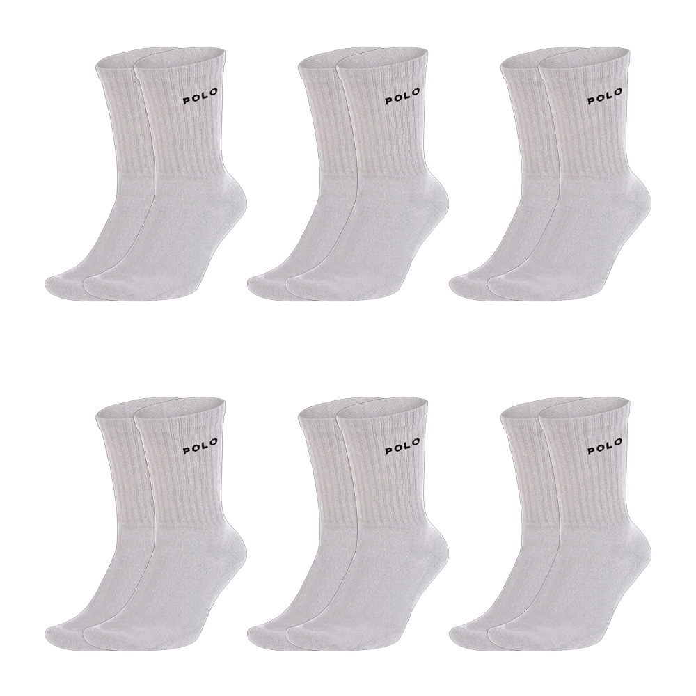 Kit 6 Meia Algodão Cano Médio Polo Star Branca em Oferta na Shopee