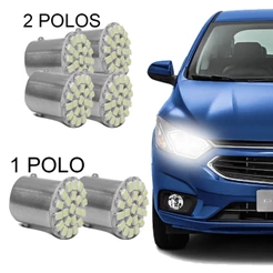 Kit 4 Lâmpadas 67BA15s 2 Polos 22 Leds+Par Lâmpadas 67 1 Polo c/ 22 Leds Para Carro