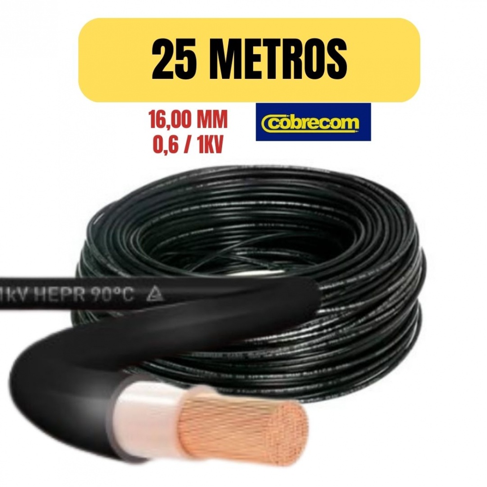 CABO FLEXIVEL NAX 0,6/1KV 16MM PRETO 25 METRO COBRECOM IMETRO