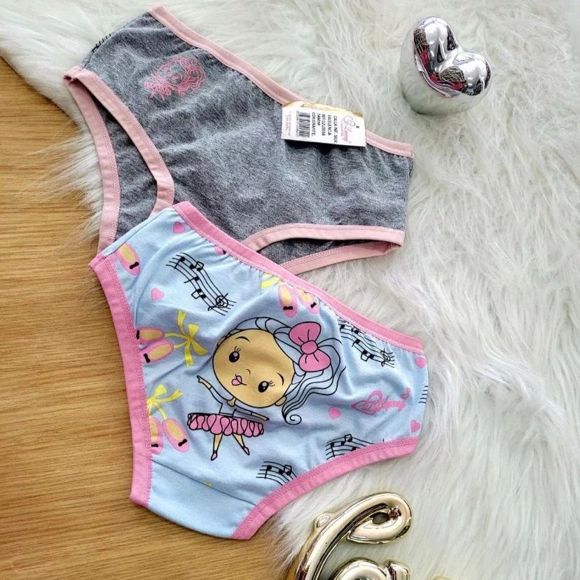 Calcinha Infantil de Algodão Menina Antialérgica Estampada Confortável Macia Kids