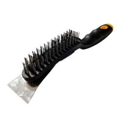 Escova De Aço Carbono Latonado Com Espátula Multiuso 27,5 Cm