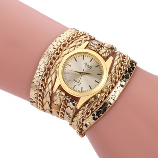 Relógio Feminino De Quartzo Vintage De Luxo/Cinta De Couro Multilayer Woven