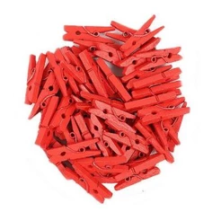 Mini Prendedor de Madeira Vermelho 2,5cm - 50 Unidades - Rizzo Distribuidora