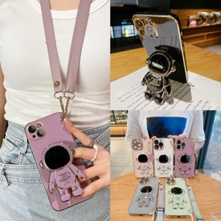 Capa De Celular Capinha Xiaomi Redmi Note 12 12S 11 11S Pro Plus Pro+ 4G 5G MI Note12 Note11 Electroplating Astronauts Holder Soft Case With Lanyard