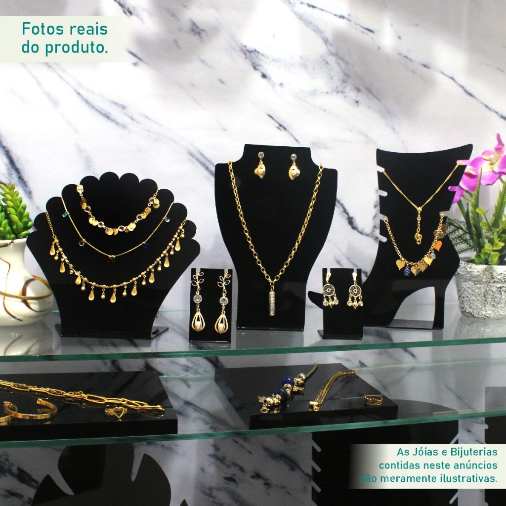 Busto Expositor de Brinco e Colar p/ Joia em Acrílico 4 pçs em Oferta na Shopee