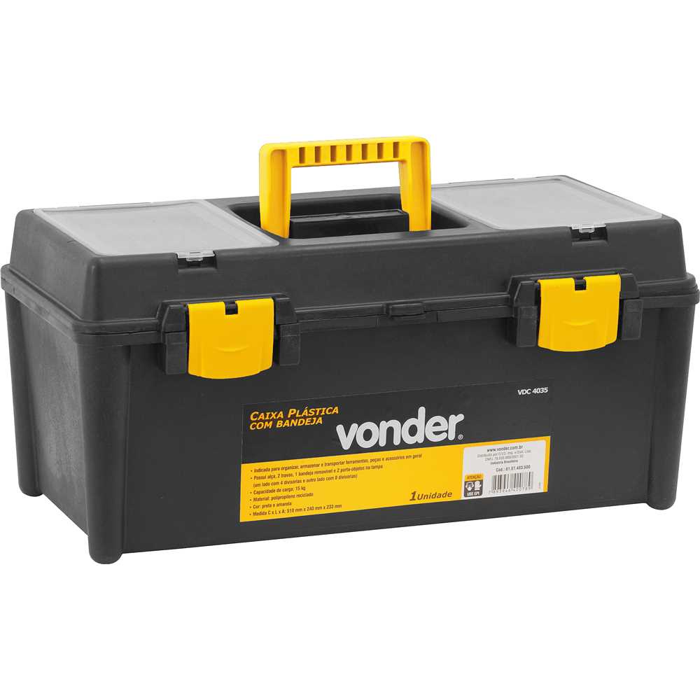 Caixa De Ferramentas Vonder Plastica Com 01 Bandeja Removivel