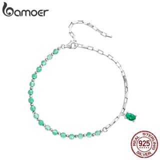 Bamoer 925 Sliver Sterling Green Thin Bracelet Elegante E Moda Jóias Presentes BSB128