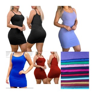 KIT C/10 Vestido Canelado Alcinha Curto