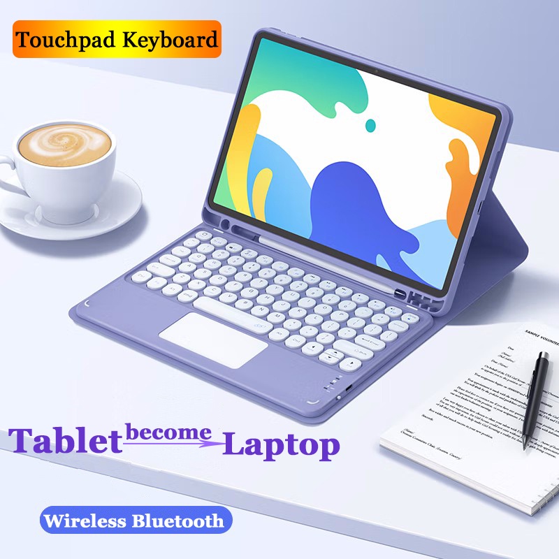 Com Capa De Teclado Touchpad Para Samsung Galaxy Tab S9 FE Plus 12,4 " 10,9 2023 A8 10,5 S6 Lite A7 10,4 2022 S7 11 S8 Couro