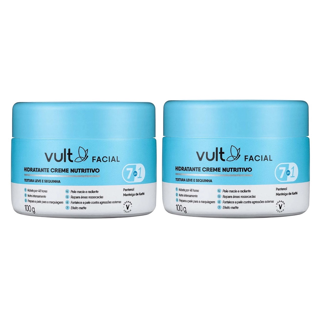 Kit Creme Hidratante Facial Nutritivo Vult 100g - 2 unidades