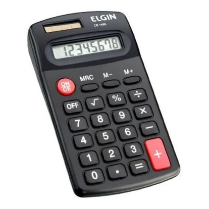 Calculadora De Bolso Solar Pilha Blister Cb1485 Preta Elgin