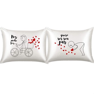 Par de Fronha de Cetim  Por onde for quero ser seu par PA2 em Oferta na Shopee