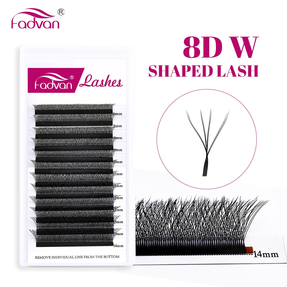 Fadvan False Eyelashes Modelo W 8D-Extensões De Cílios Para Alongamento Com Fibras Falsas Naturais E Volume Brasileiro