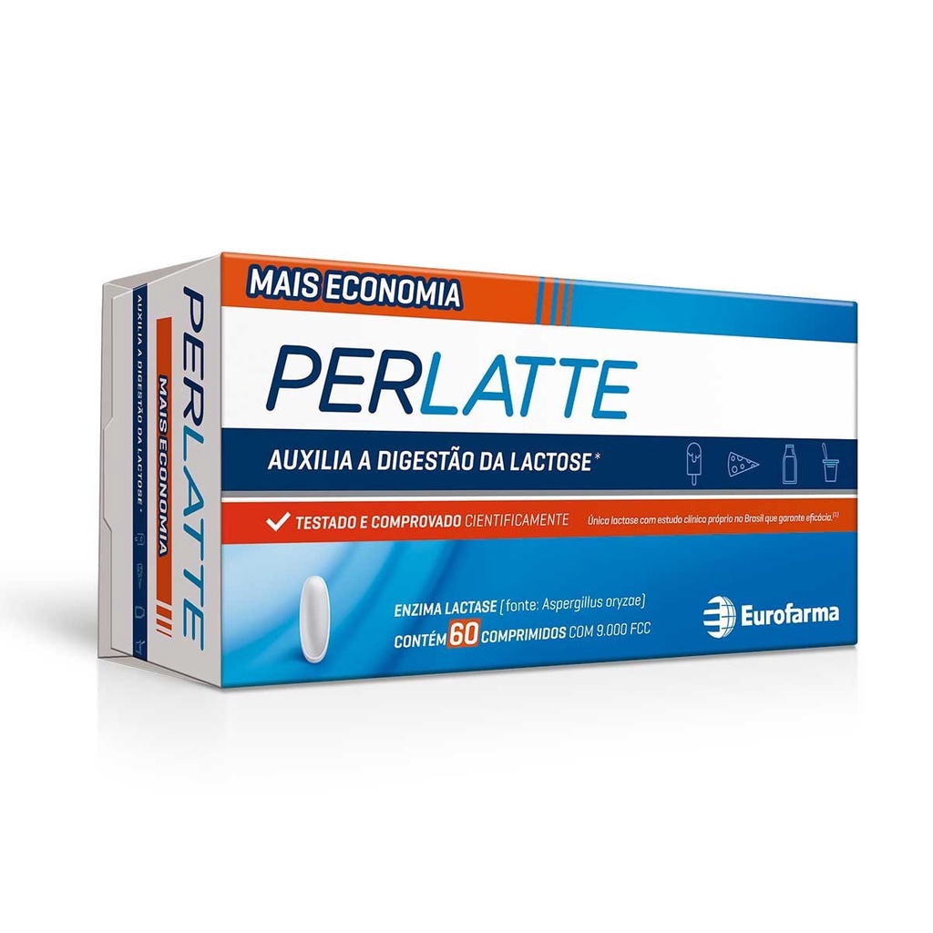 Perlatte Enzima Lactase 60 cáps - Eurofarma