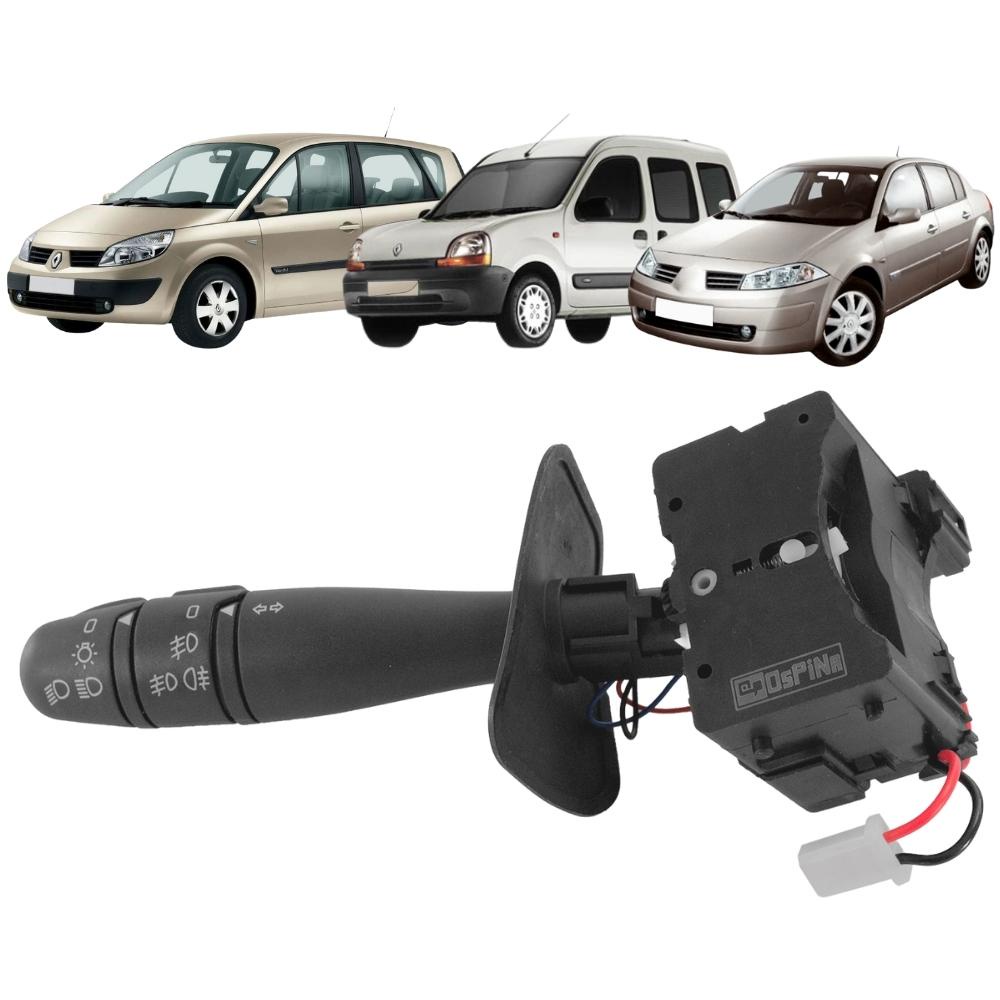 Chave de Seta Renault Kangoo 2000 a 2007 Megane 2001 a 2014 Scenic 2000 a 2005 Farol Baixo e Baixo Retorno Automático e Lampejo de Farol e Anti-neblina Dianteiro e Traseiro Ospina 42203 Original 7701047255