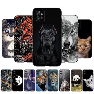 Capa De Silicone Macia Para O Telefone Motorola G32 4G Moto G32 Black Tpu Dragão Cão Leão Lobo Tigre aa