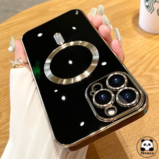Monee Caixa Magnética De Luxo Telefone De Carregamento Sem Fio Magsafe Case Capa Capinha De Celular Para iPhone 14 13 12 11 Pro Max Plus Pára-Choques De Eletroplaca Silicone Macio Magnético