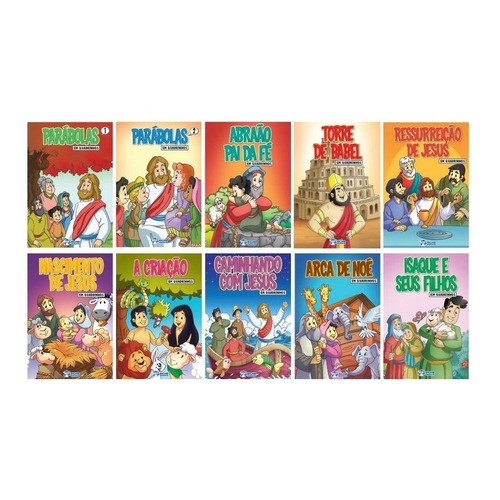 KIT LIVRO INFANTIL - BÍBLIA EM QUADRINHOS - 10 HISTÓRIAS em Oferta na Shopee