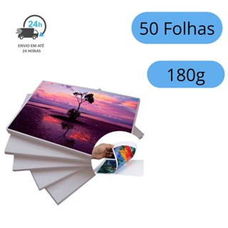 Papel Fotográfico Glossy 50 Folhas -180G A4 Branco Brilhante Resistente a água MASTERPRINT