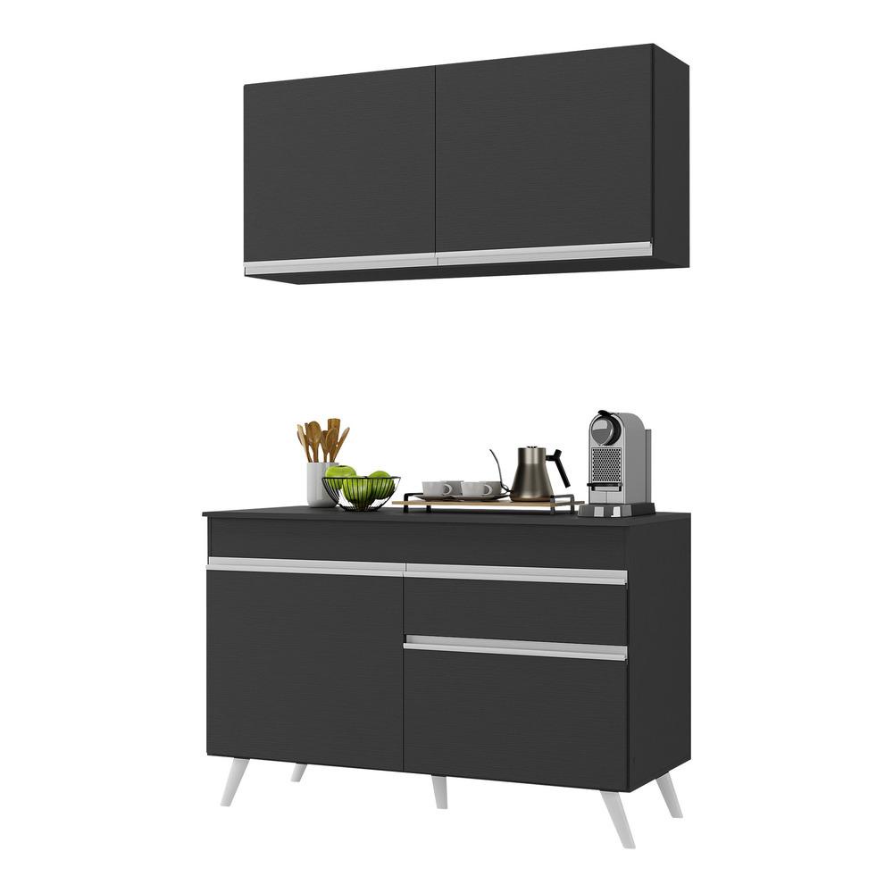 Armário de Cozinha Compacta 2 peças MP3687.898 Veneza Preto - Home & Living