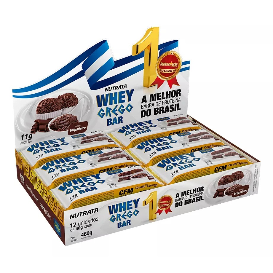 Whey Grego Bar Caixa 12 unid Brigadeiro - Nutrata